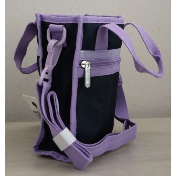 LeSportsac 1636 Women's Navy Blue/Lavender Top Mini North/South Tote Bag - Picture 3 of 13